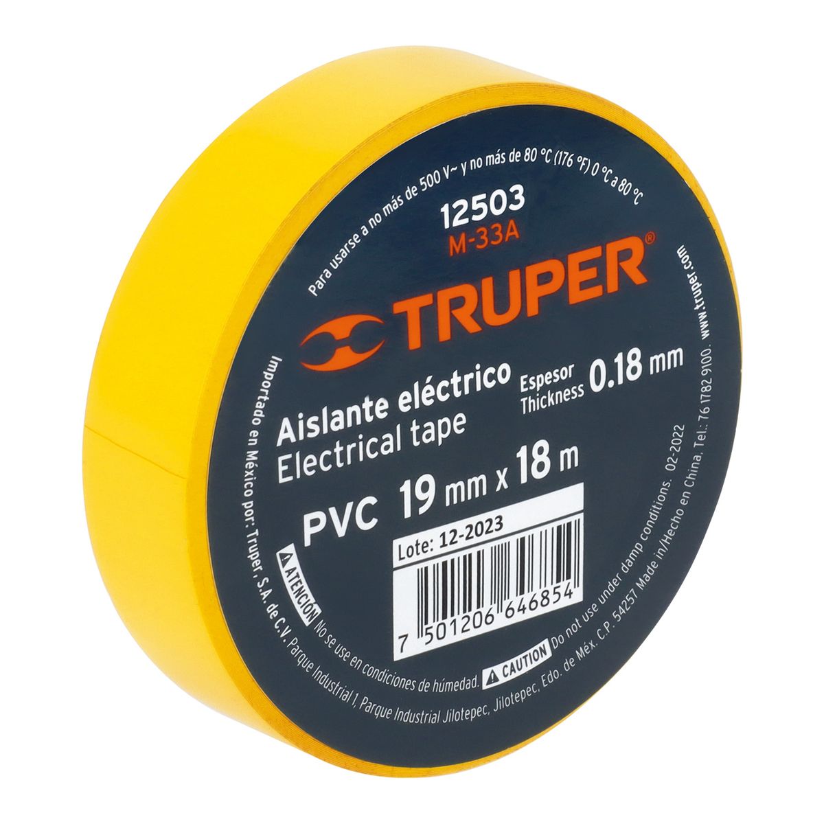 TRUPER - Cinta Aislante 19mm x 18m Amarillo 12503 Truper