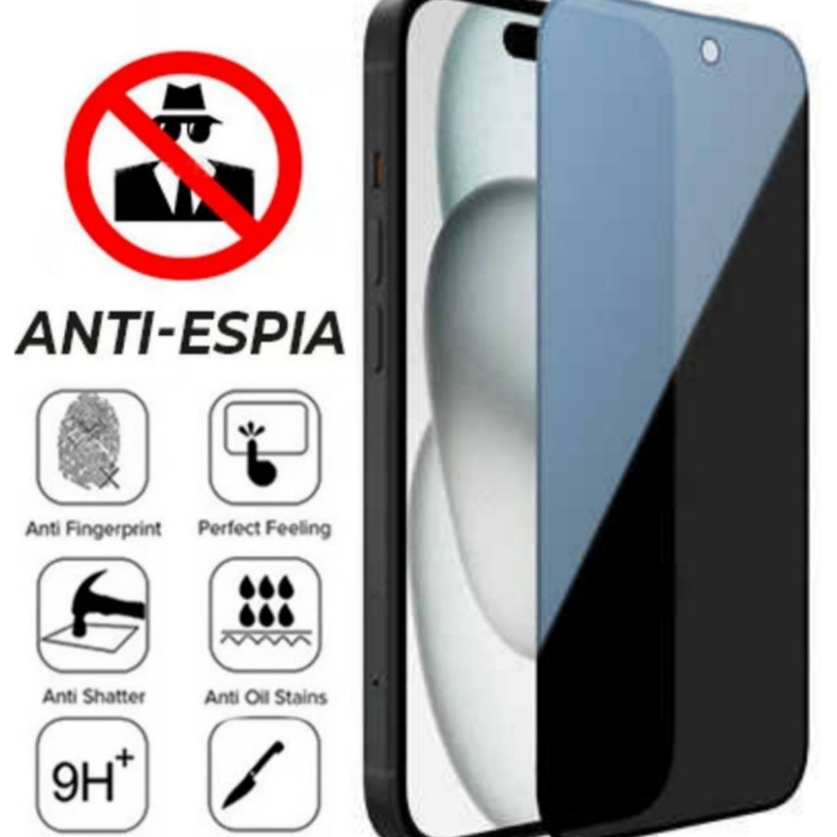 GENERICO - Mica AntiEspía Para iPhone 15 Vidrio Protector de Pantalla