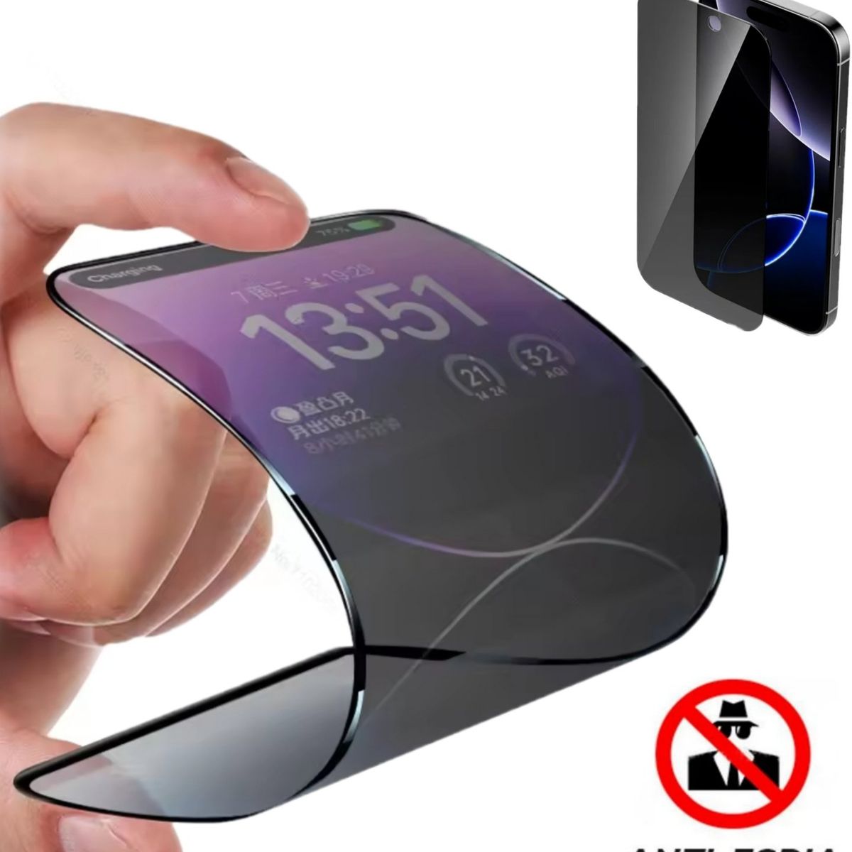 GENERICO - Mica Anti Espía Para iPhone 15 Pro Ceramica Mate Anti-Espía