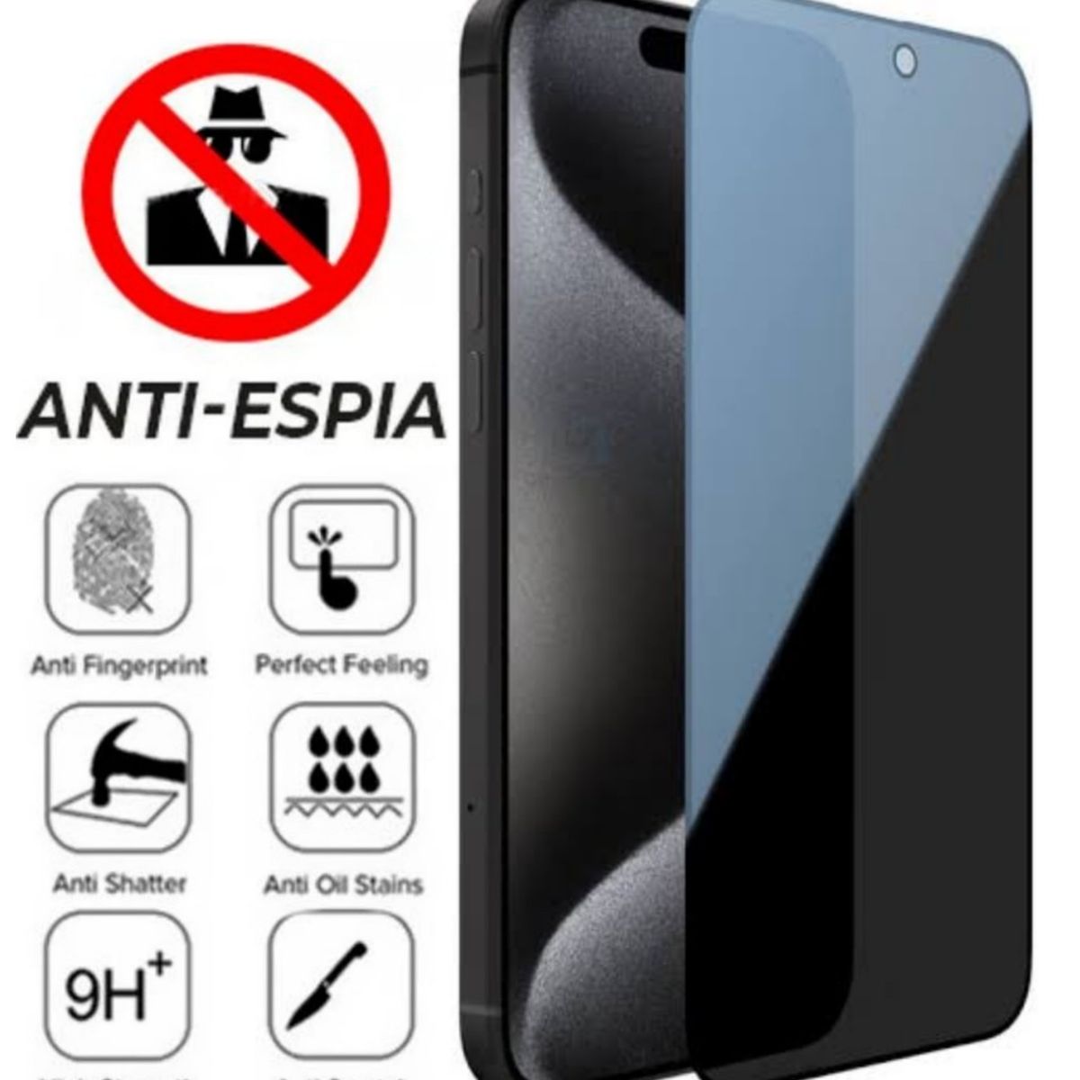 GENERICO - Mica Anti Espía Para iPhone 15 PRO MAX Vidrio Protector de Pantalla