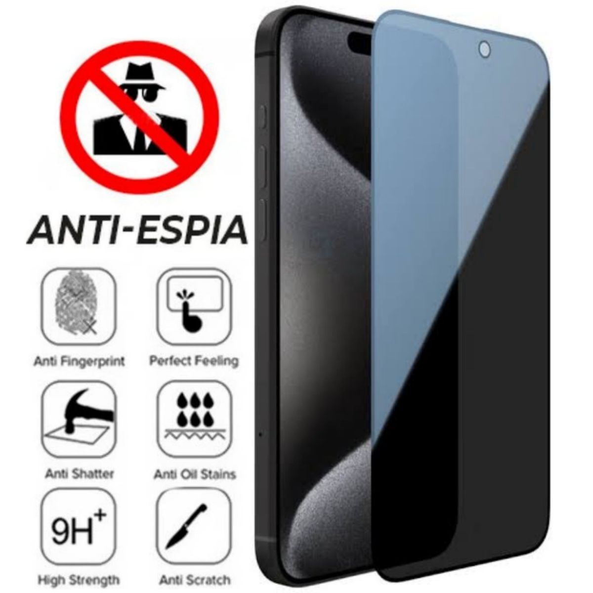 GENERICO - Mica Anti Espía Para iPhone 15 PRO MAX Vidrio Protector de Pantalla