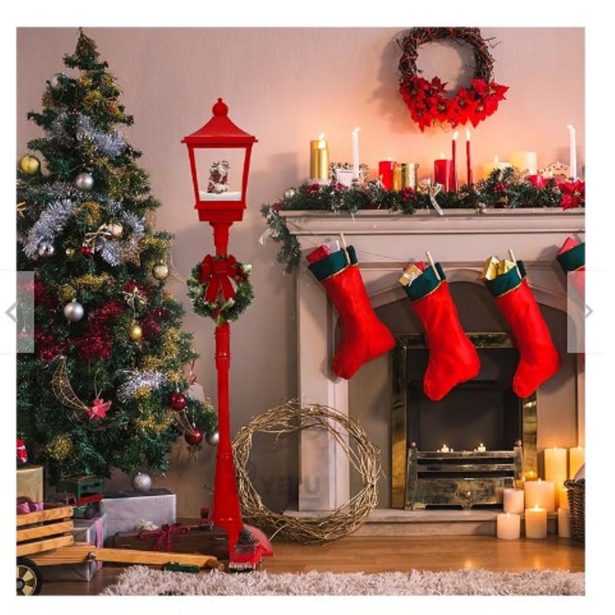 GENERICO - FAROL DE NAVIDAD CON EFECTO NIEVE 1.84 DE CALIDAD MUSICAL