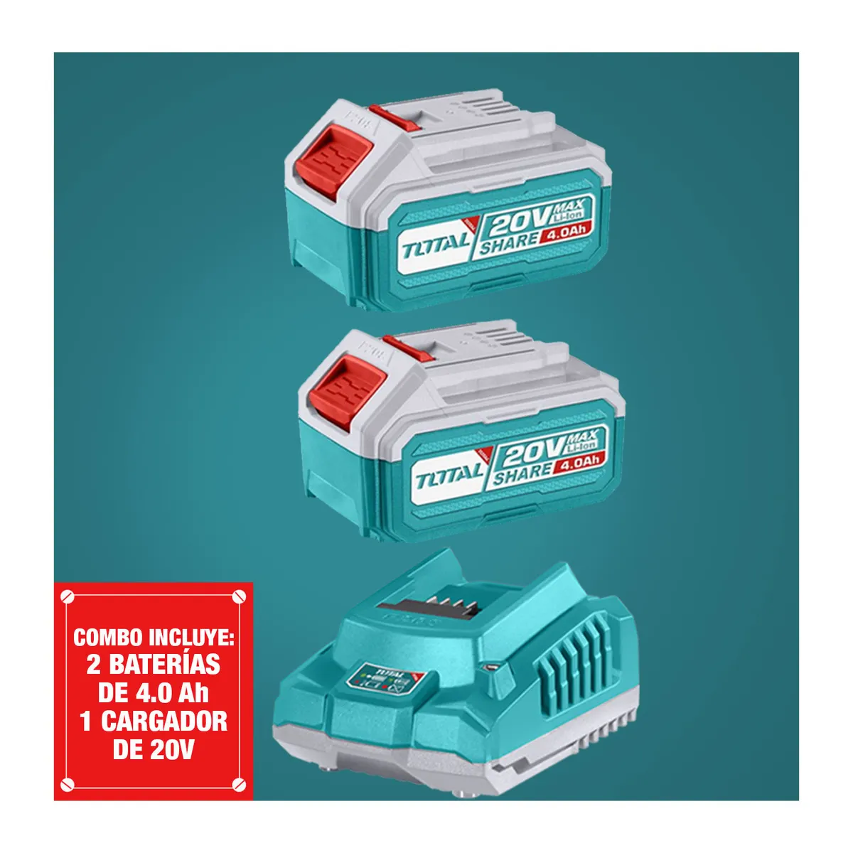 TOTAL TOOLS - Llave de Impacto Total 500Nm x2 Baterías 4Ah TIWLI2050