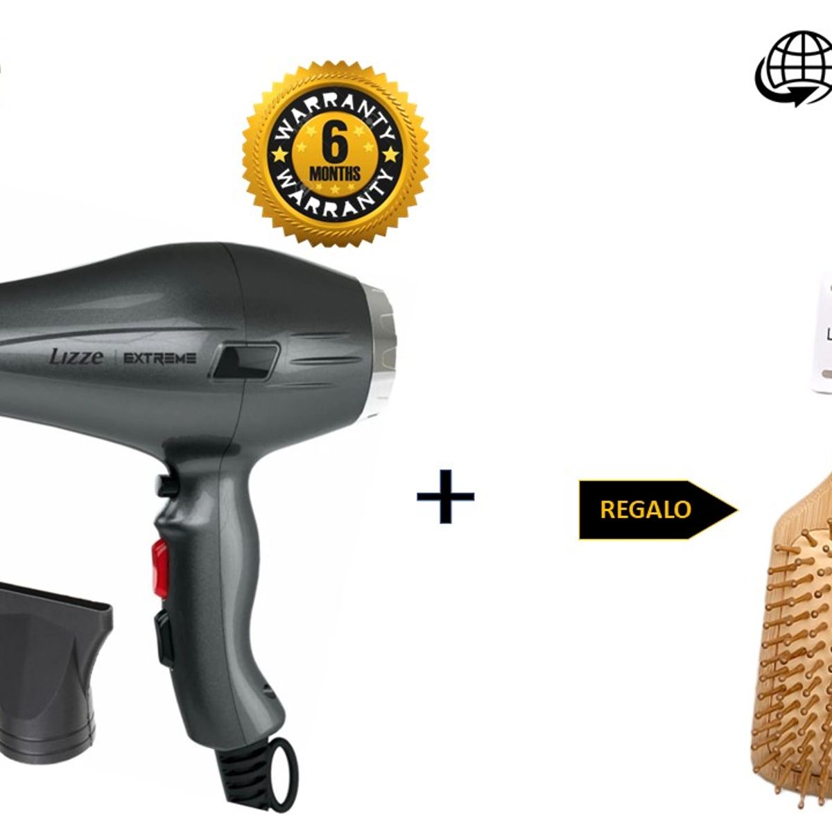 LIZZE - LIZZE PACK SECADORA EXTREME 2400 W + REGALO CEPILLO RAQUETA BAMBU