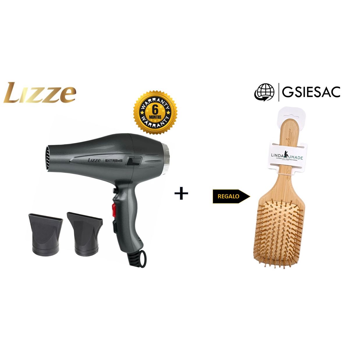 LIZZE - LIZZE PACK SECADORA EXTREME 2400 W + REGALO CEPILLO RAQUETA BAMBU