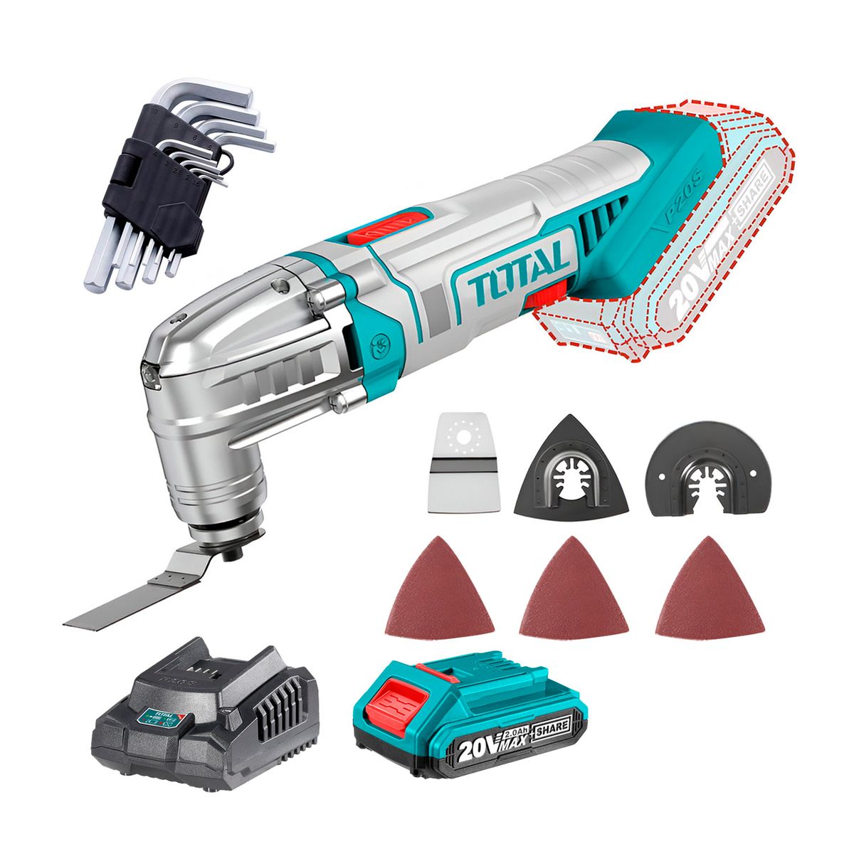 TOTAL TOOLS - HERRAMIENTA MULTIFUNCIÓN RENOVATOR 20V +BAT 2.0 LLAVE TIPO L
