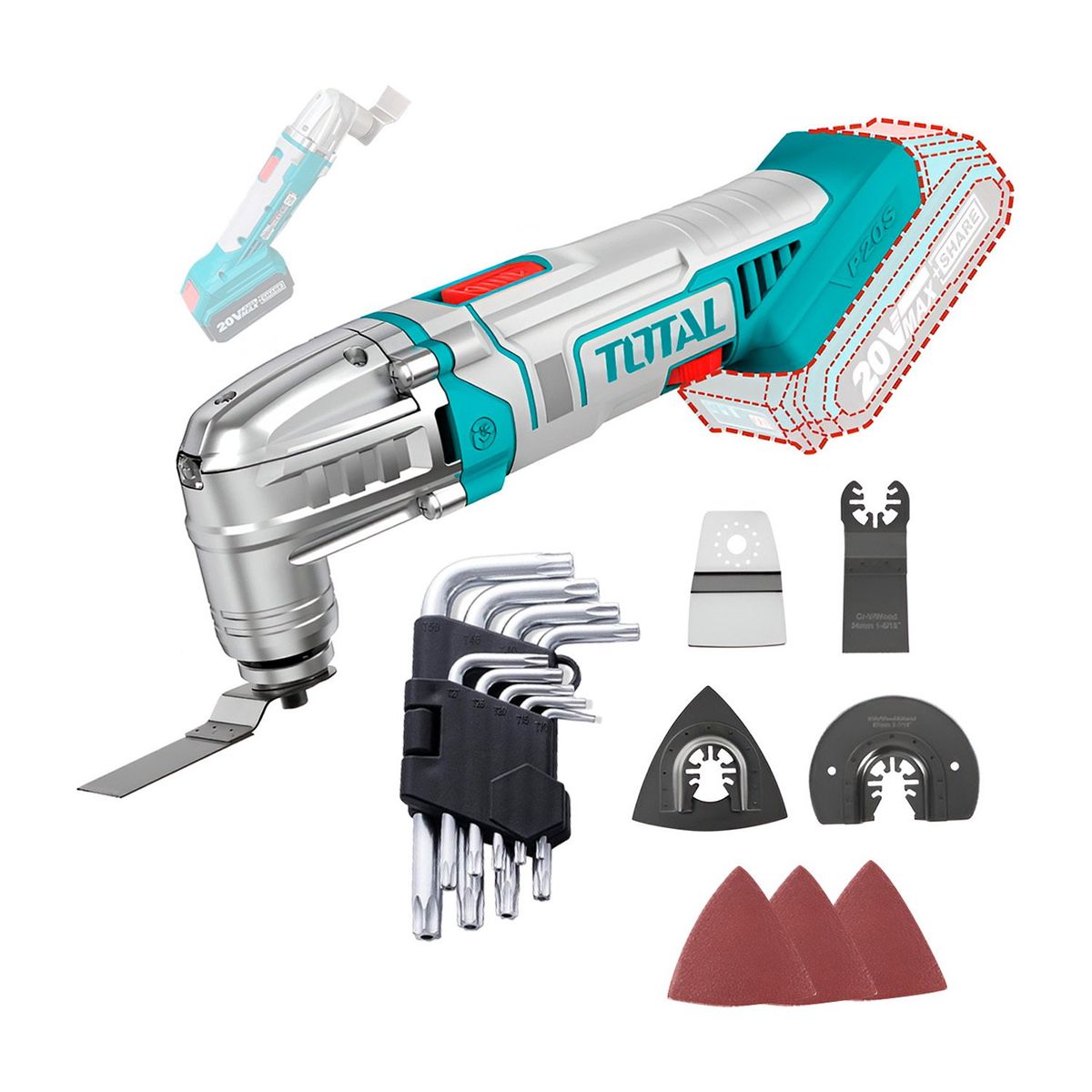 Total Tools - HERRAMIENTA MULTIFUNCIÓN RENOVATOR 20V + LLAVE ALLEN TIPO L