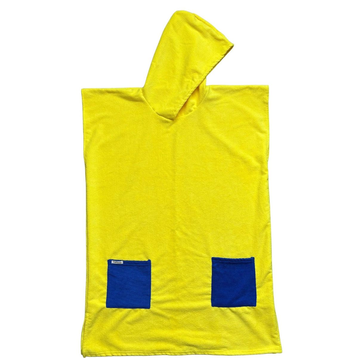 RED CARROT - Toalla poncho unisex niño de 8 a 12 años microfibra amarillo bolsillos azulinos