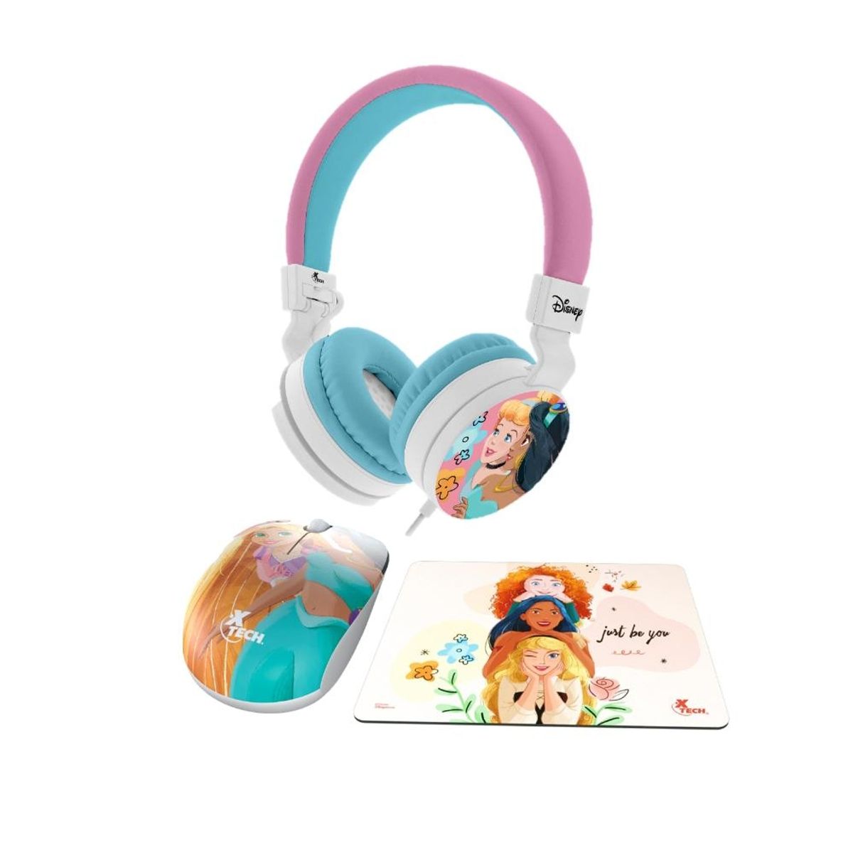 XTECH - Pack Xtech Princesas Audífonos + Mouse + Mouse PAD