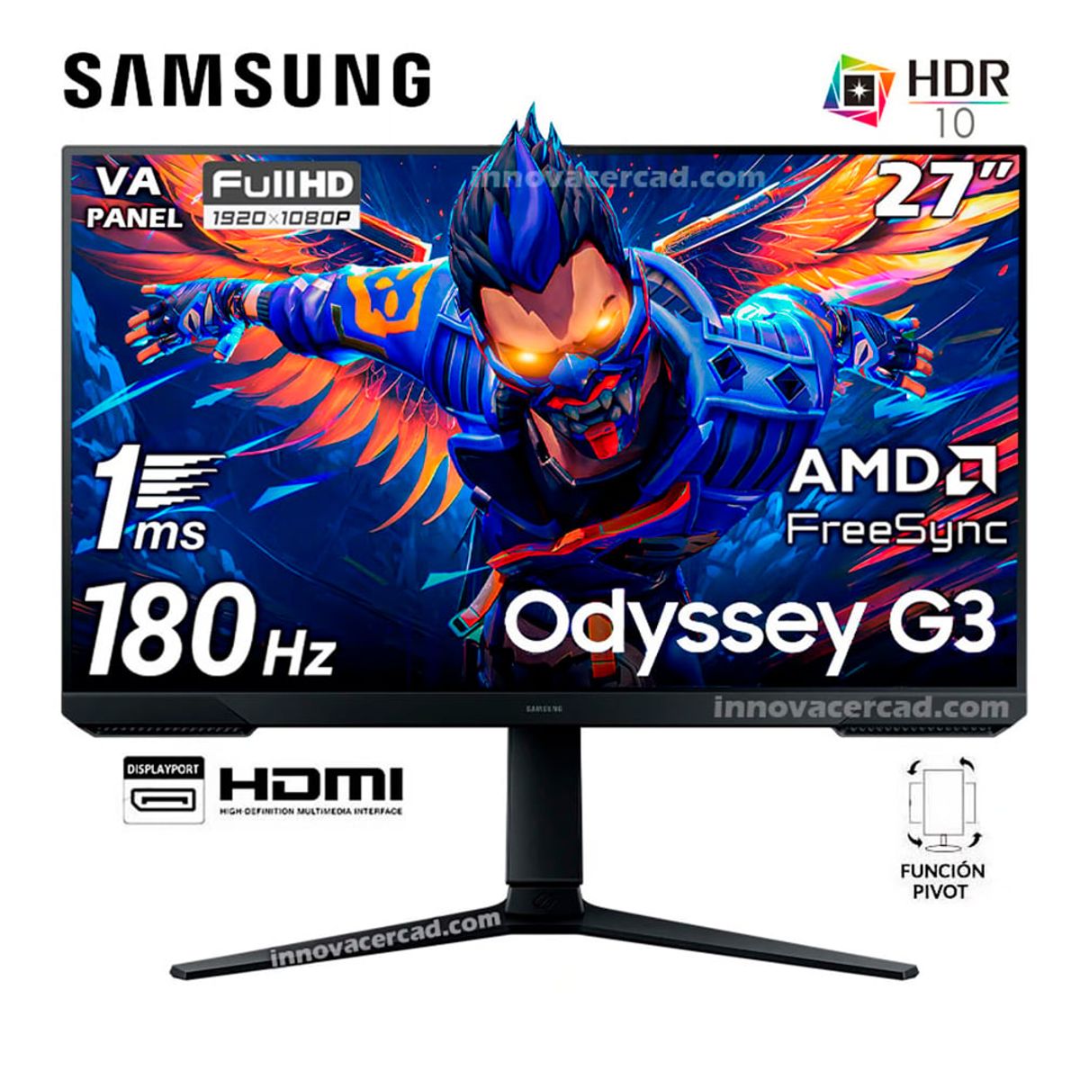 SAMSUNG - MONITOR SAMSUNG ODYSSEY G3 27 LS27DG300ELXPE FREESYNC 1MS 180HZ