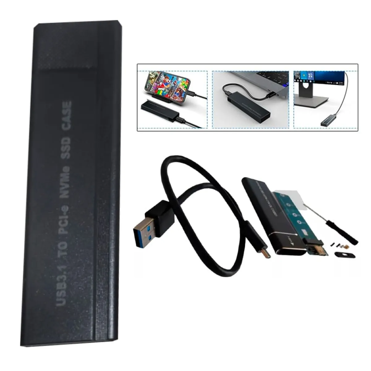 GENERICO - Case Para Disco SSD M.2 Nvme Ngff Gen 2 Tipo C 3.1 a USB 3.0