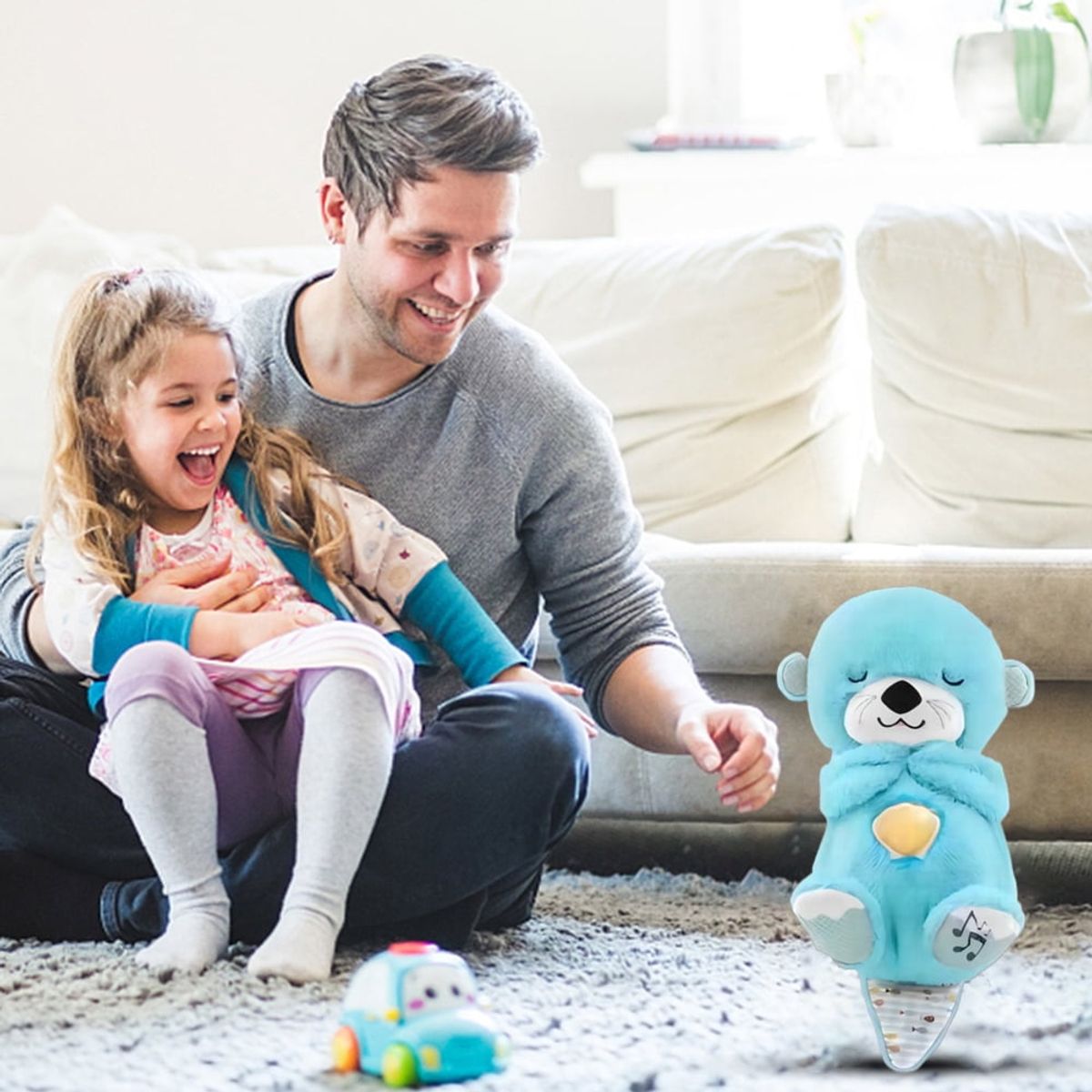 OEM - NUTRIA SENSORIAL MUSICAL CON LUZ QUE RESPIRA CELESTE