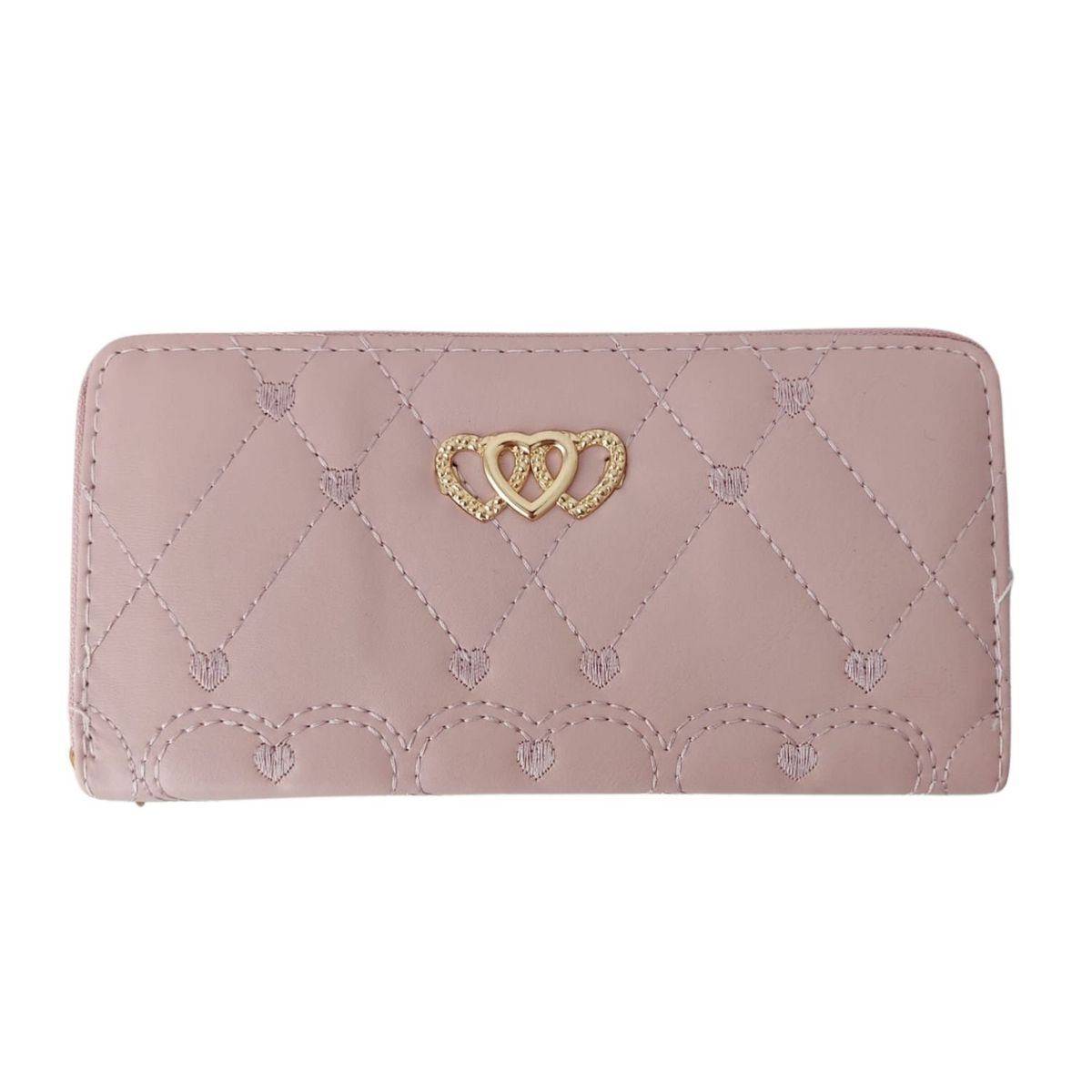 GENERICO - Billetera de cuero sintético con doble cierre dorado