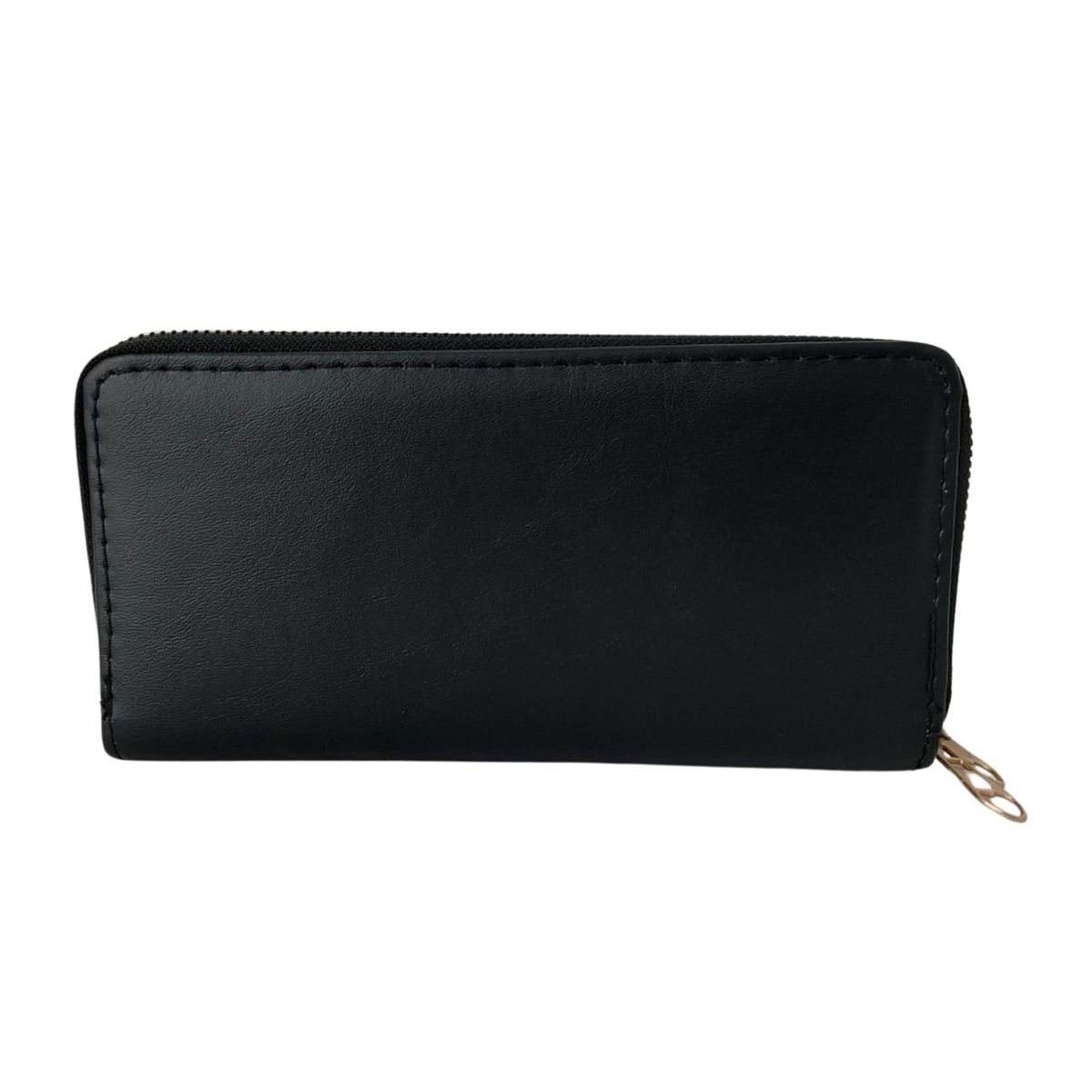 GENERICO - Billetera de cuero sintético con doble cierre dorado