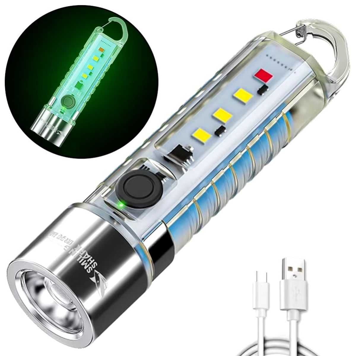 GENERICO - Linterna LED de Bolsillo llavero recargable