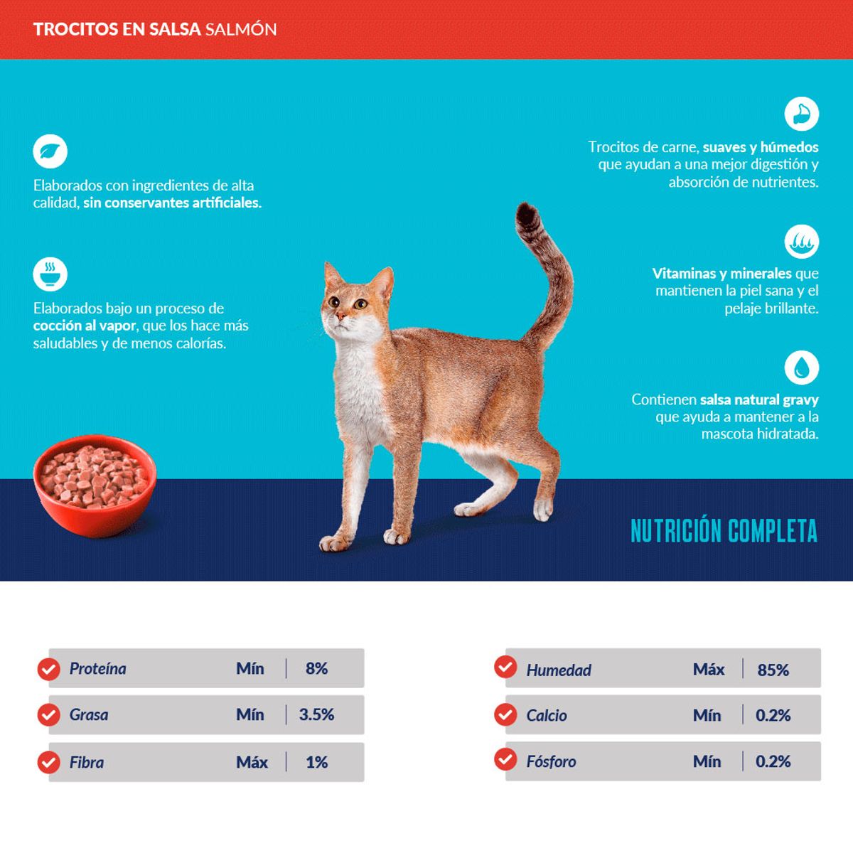 RICOCAT - Pack x5 Comida Húmeda para Gato Ricocat Salmón 85gr