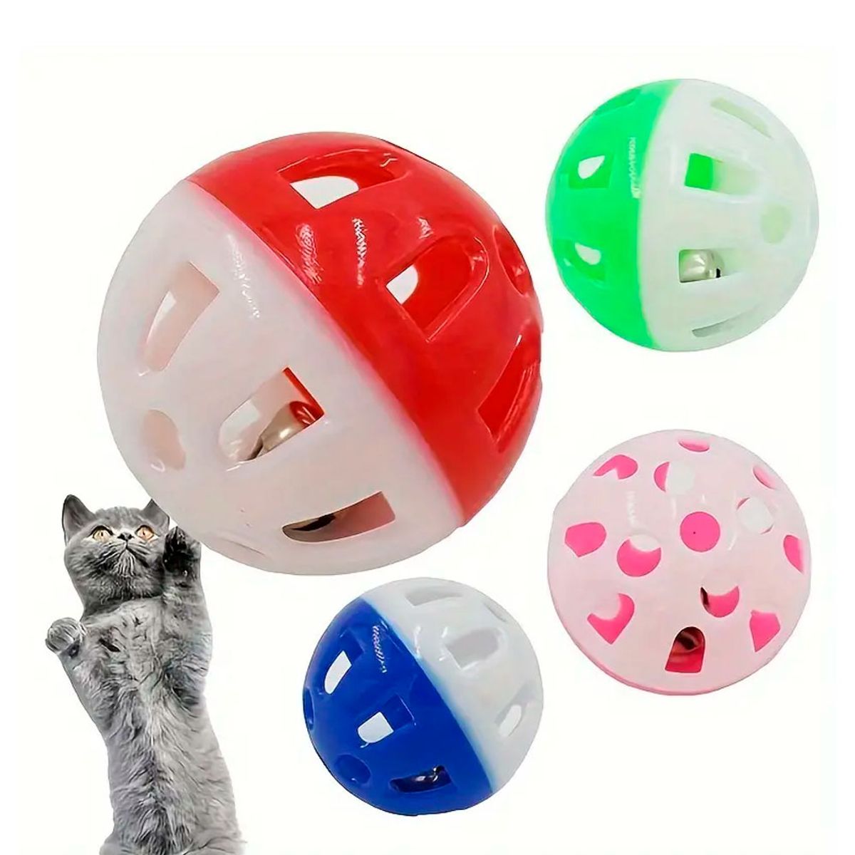 MARCA - Juguete de Pelotas Bicolor para Gato 2 Unidades  3.8cm