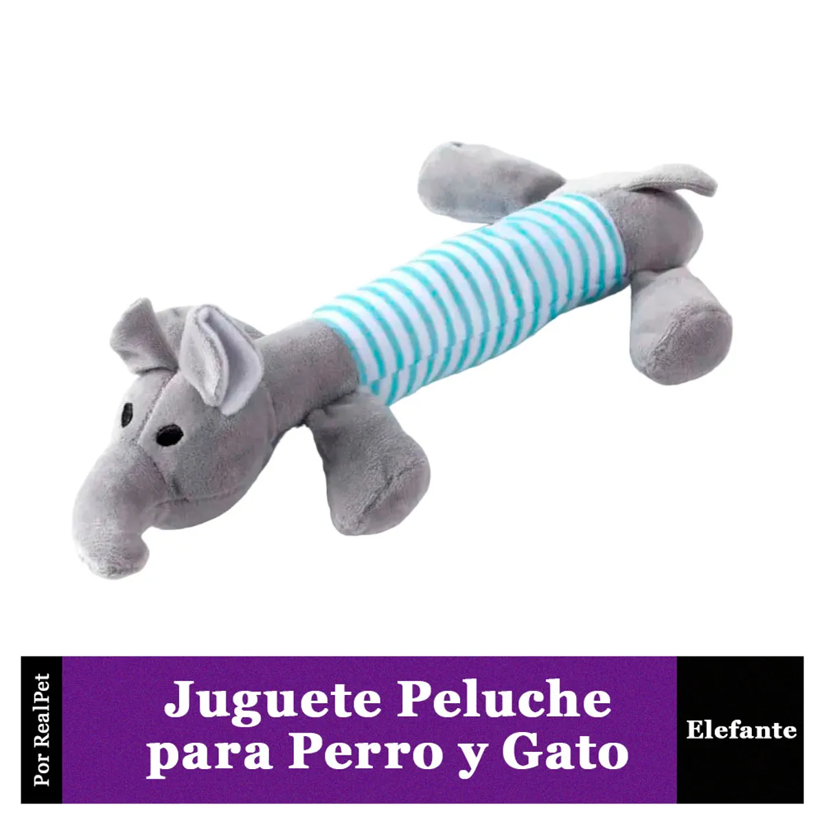 MARCA - Juguete Peluche Elefante con Sonido para Perro o Gato