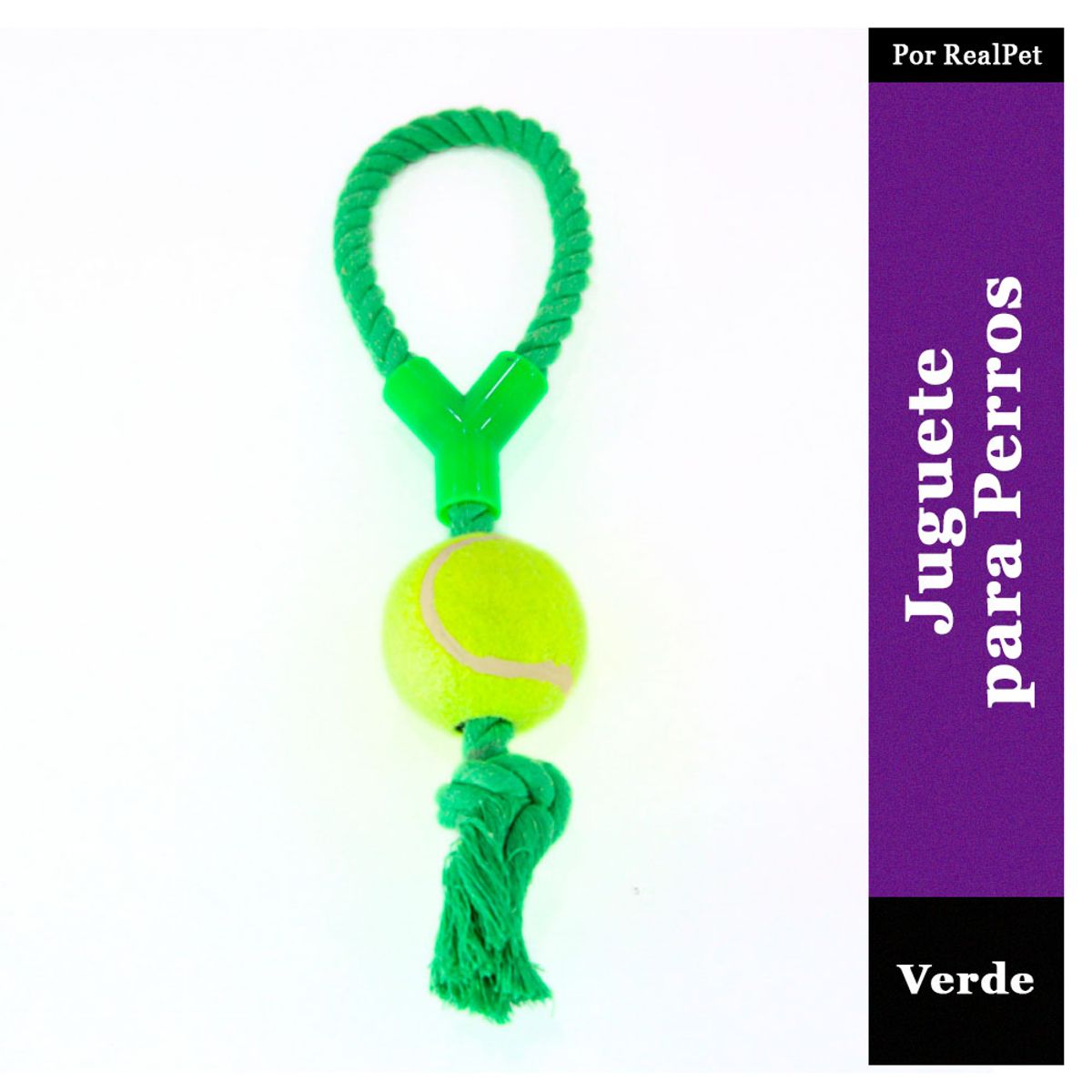 MARCA - Cuerda con Pelota Tennis para Perro Verde