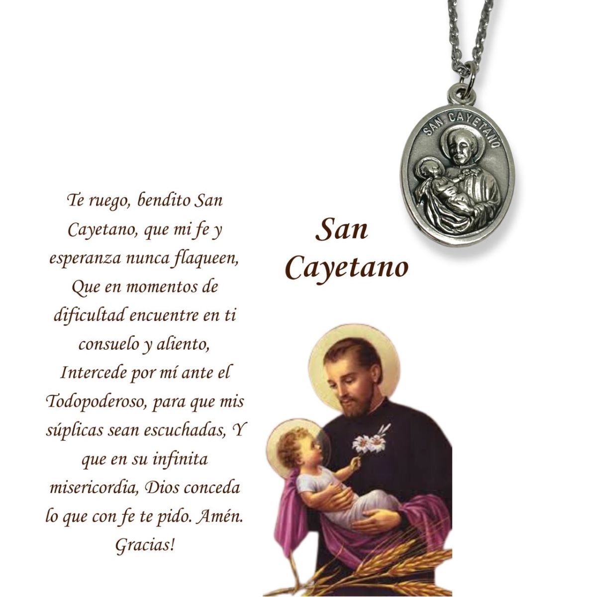 SANTORAL - Dije San Cayetano y Cadena - Metal