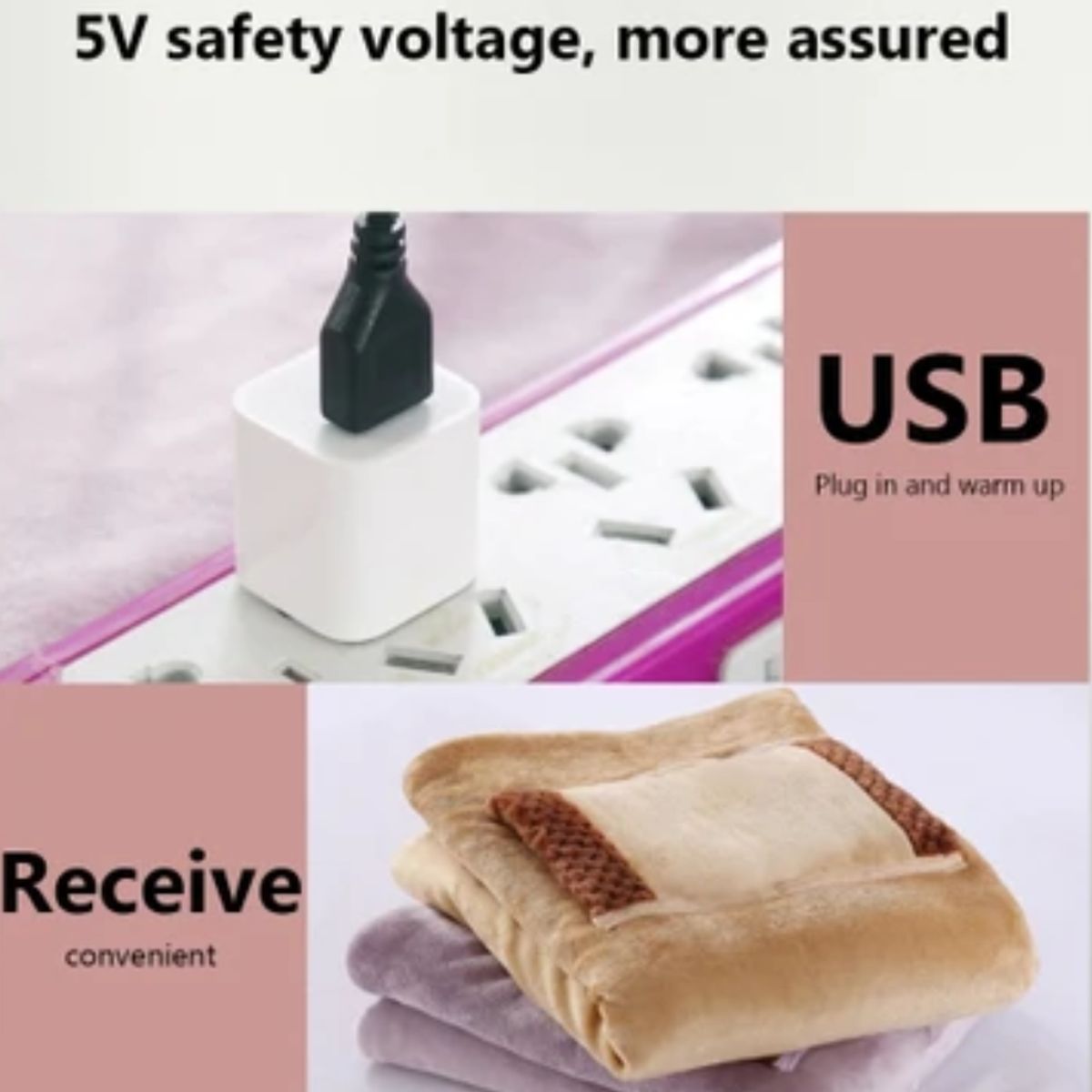 GENERICO - Manta eléctrica con calefacción por USB Color Marrón