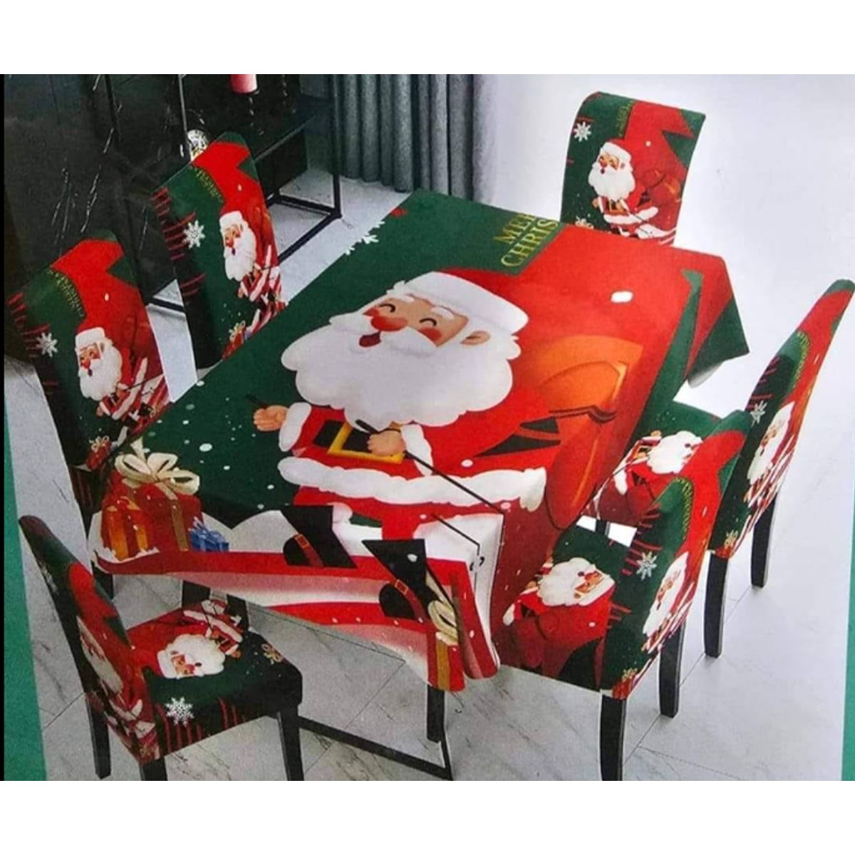 GENERICO - Mantel Navideño + 06 Forros Funda De Silla / NAVIDAD