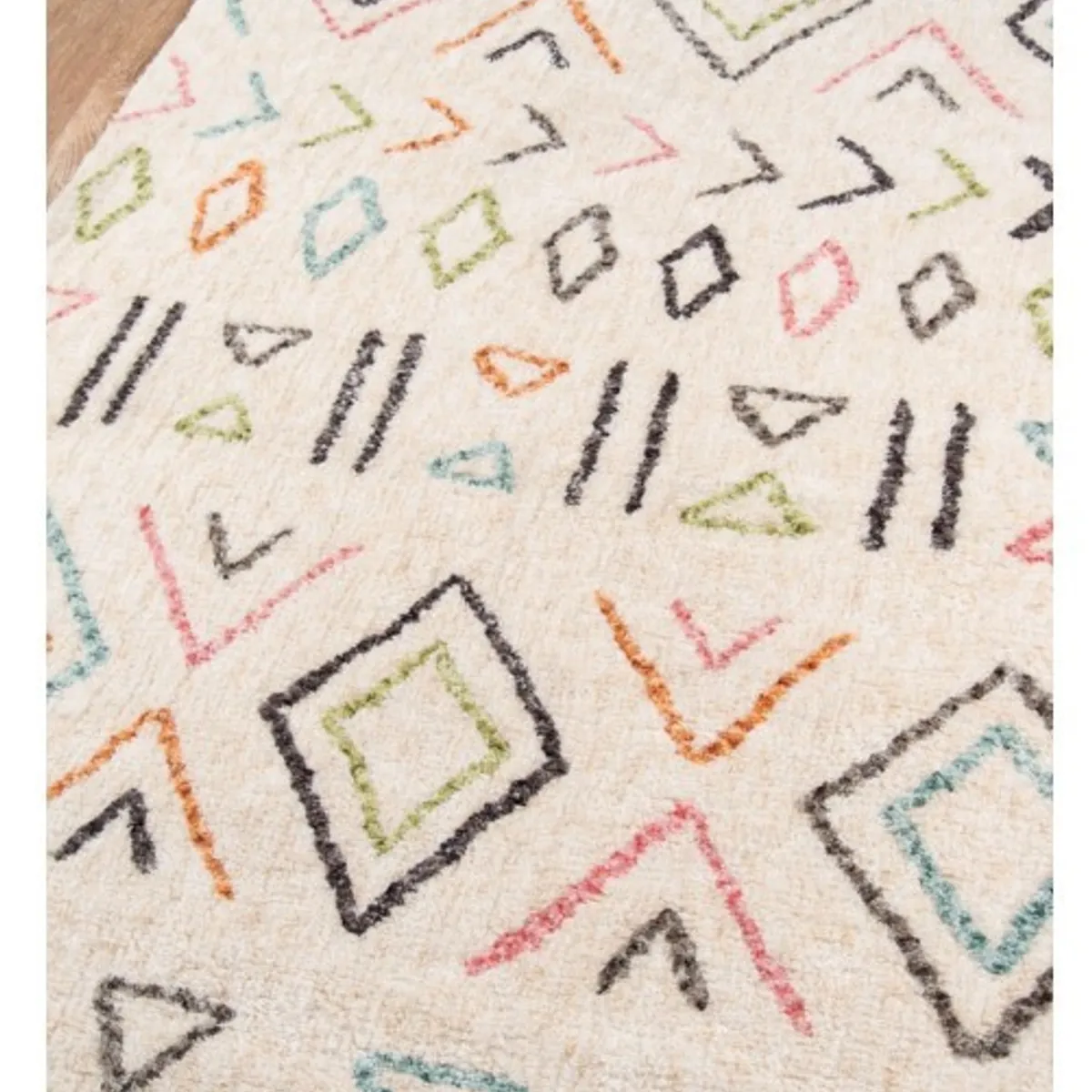 NATHAN - Alfombra Infantil Blanca- Figuras 168x107