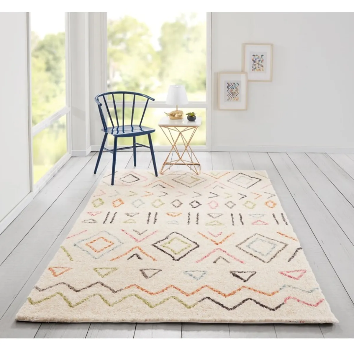 NATHAN - Alfombra Infantil Blanca- Figuras 168x107