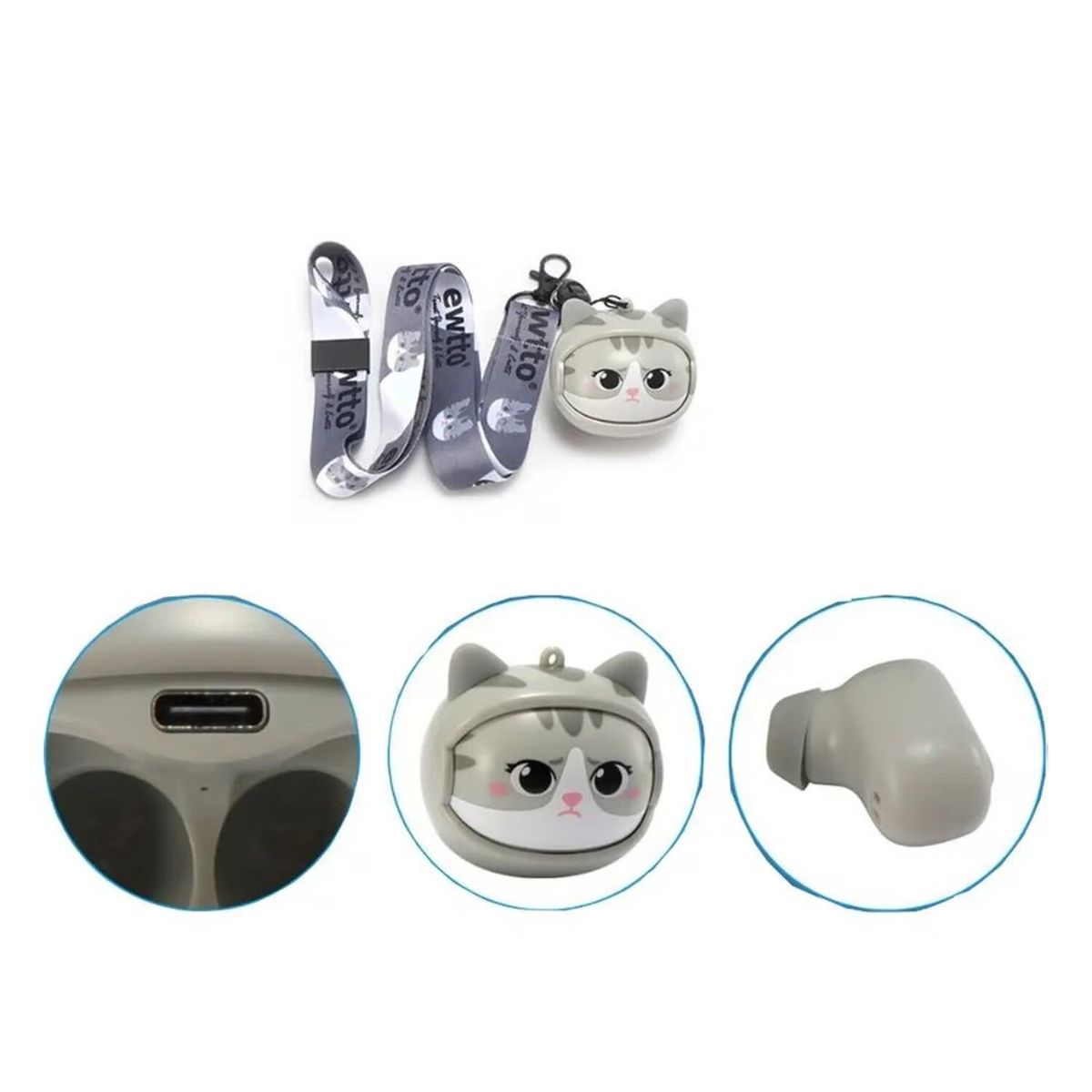 GENERICO - Audífonos Bluetooth Ewtto Diseño GATITO y Rostro Intercambiable