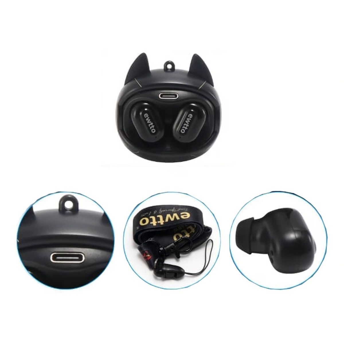 GENERICO - Audífonos Bluetooth Ewtto Diseño HUSKY y Rostro Intercambiable