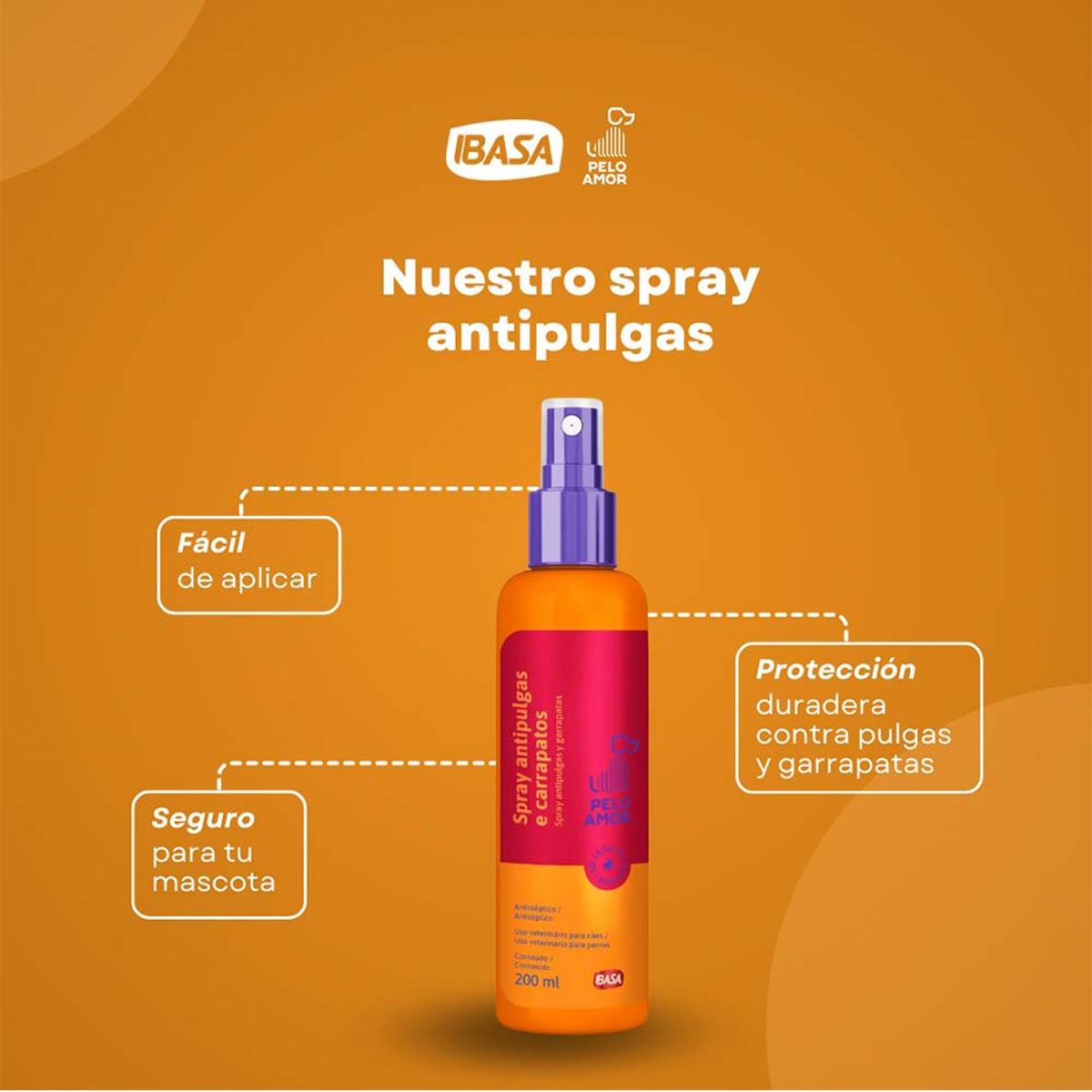 MARCA - Spray Antipulgas y Antigarrapatas para Perros Ibasa 200ml