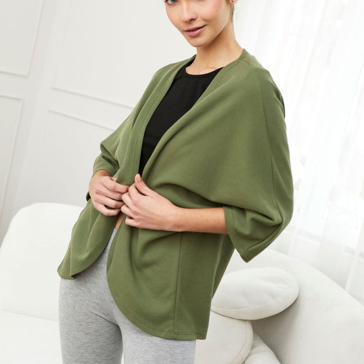 KONING - Capa Kimono Waffer Mujer