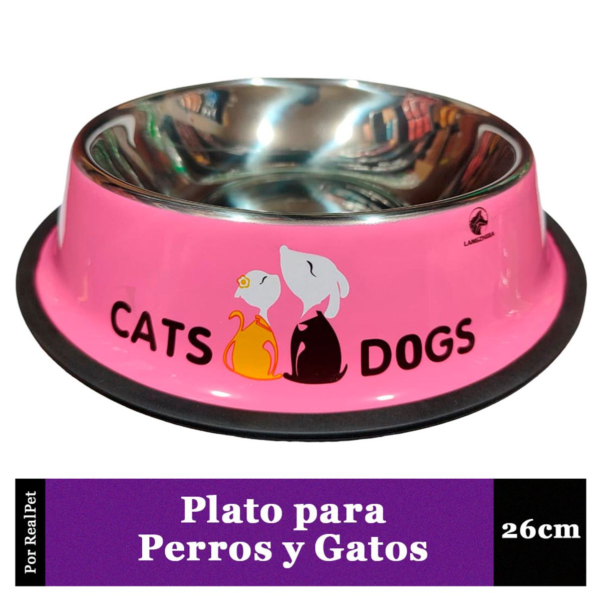 MARCA - Plato Antideslizante Grande para Perro y Gato Rosado