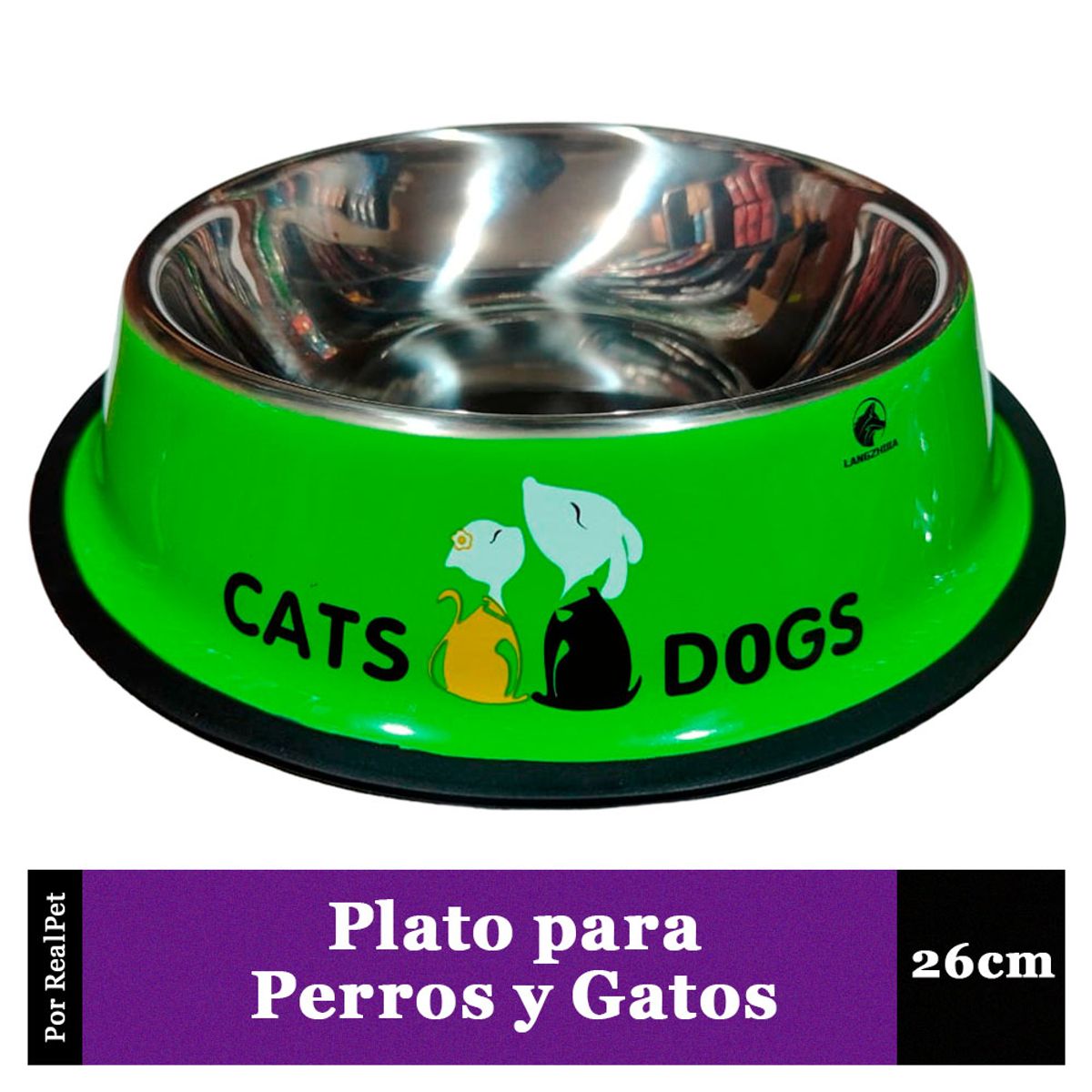 MARCA - Plato Antideslizante Grande para Perro y Gato Verde