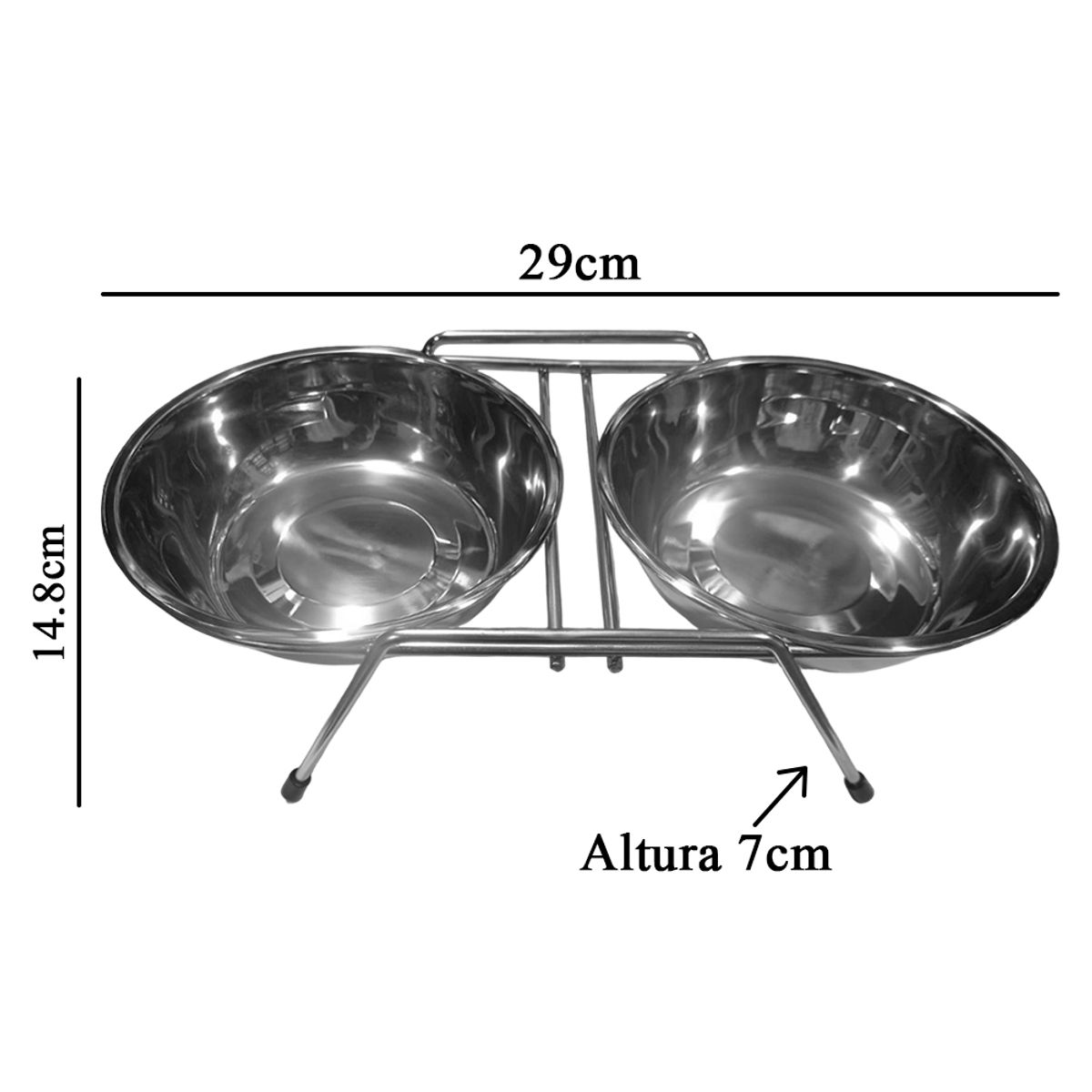 MARCA - Plato Doble de Acero para Perro y Gato