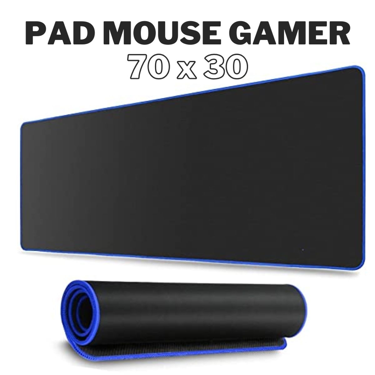 GENERICO - Pad Mouse Gamer Base Antideslizante 70x30cm Borde Cosido Azul