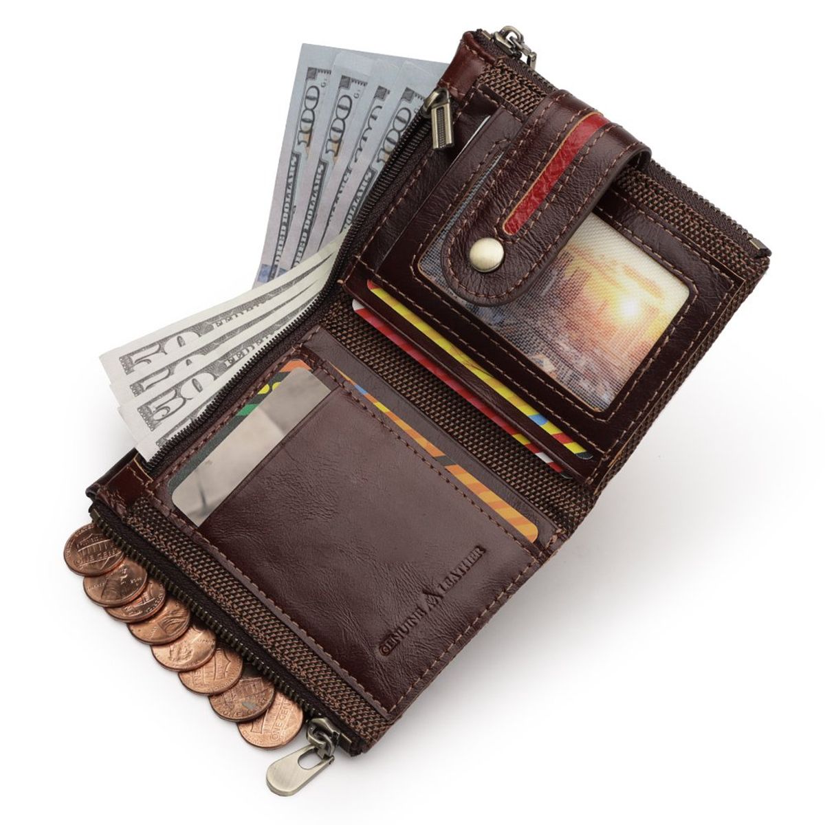 ALDEBARAN - Billetera de Cuero Vacuno Aldebarán BP940 con RFID