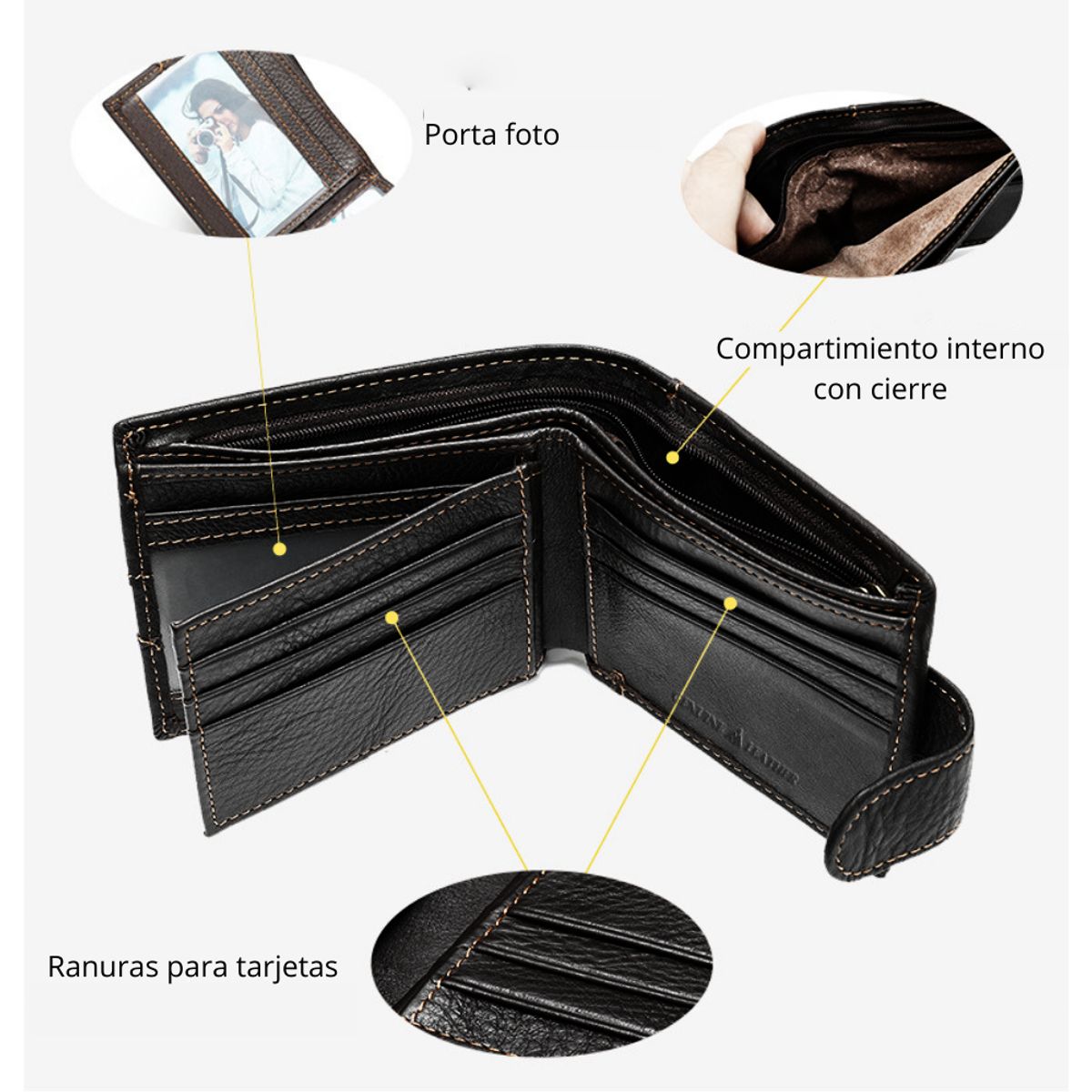 GENERICO - Billetera de cuero vacuno Aldebarán 7039
