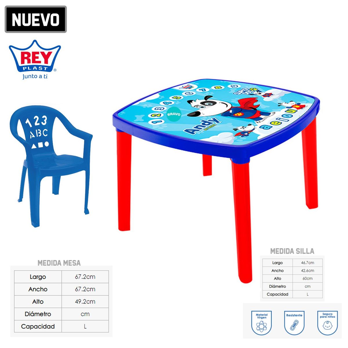 GENERICO - Mesa kinder Para Niños  Silla - Niño Reyplast
