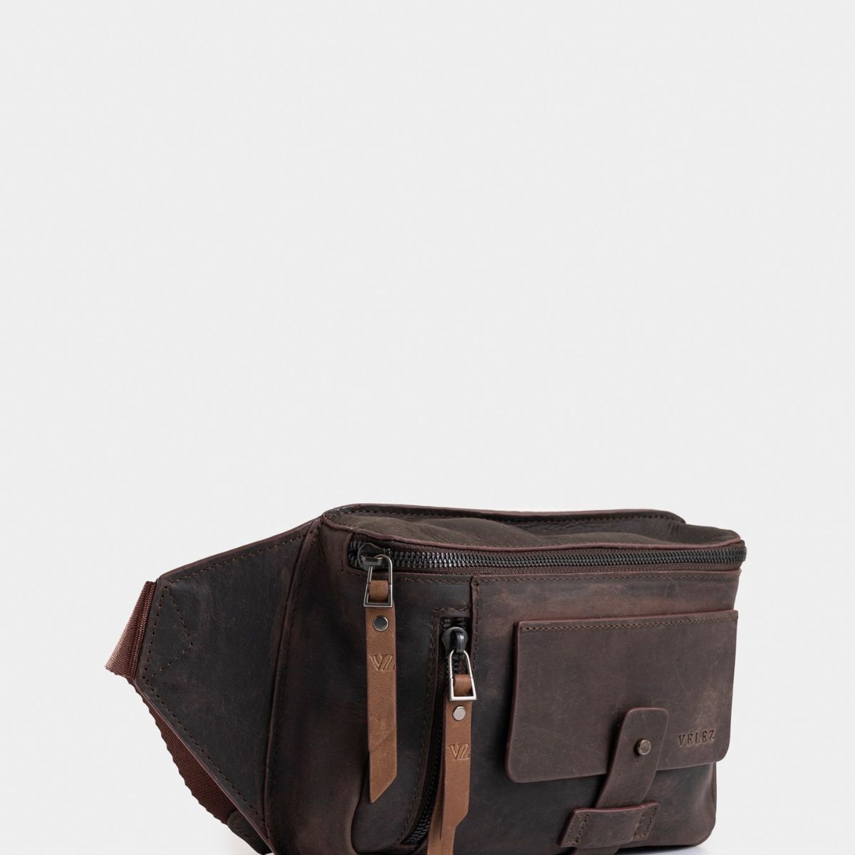 VELEZ - Vélez Riñonera Casual Tacuba De Cuero Vintage Café