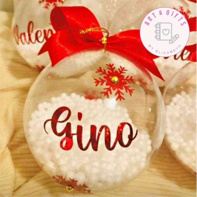 GENERICO - Pack 6 Esferas Navideñas Traslúcidas Personalizadas - Regalos Navidad