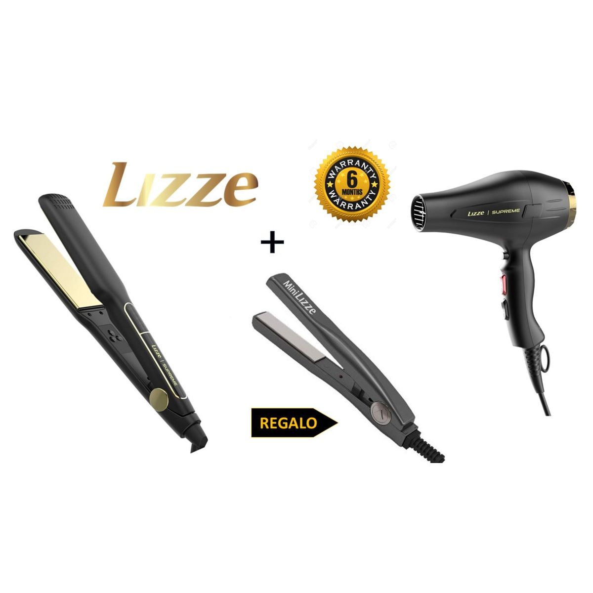 LIZZE - LIZZE PACK SUPREME PLANCHA 485°F + SECADORA 2600W + REGALO MINIPLANCHA