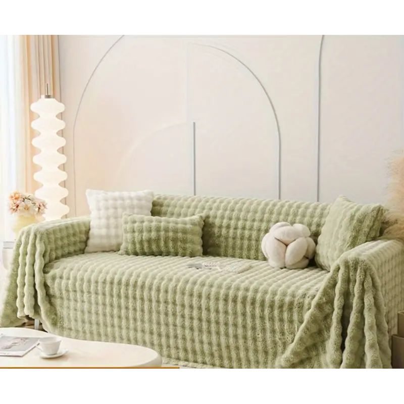 GENERICO - Protector funda de sofá 1-2-3 suave tipo piel de conejo de lujo Verde