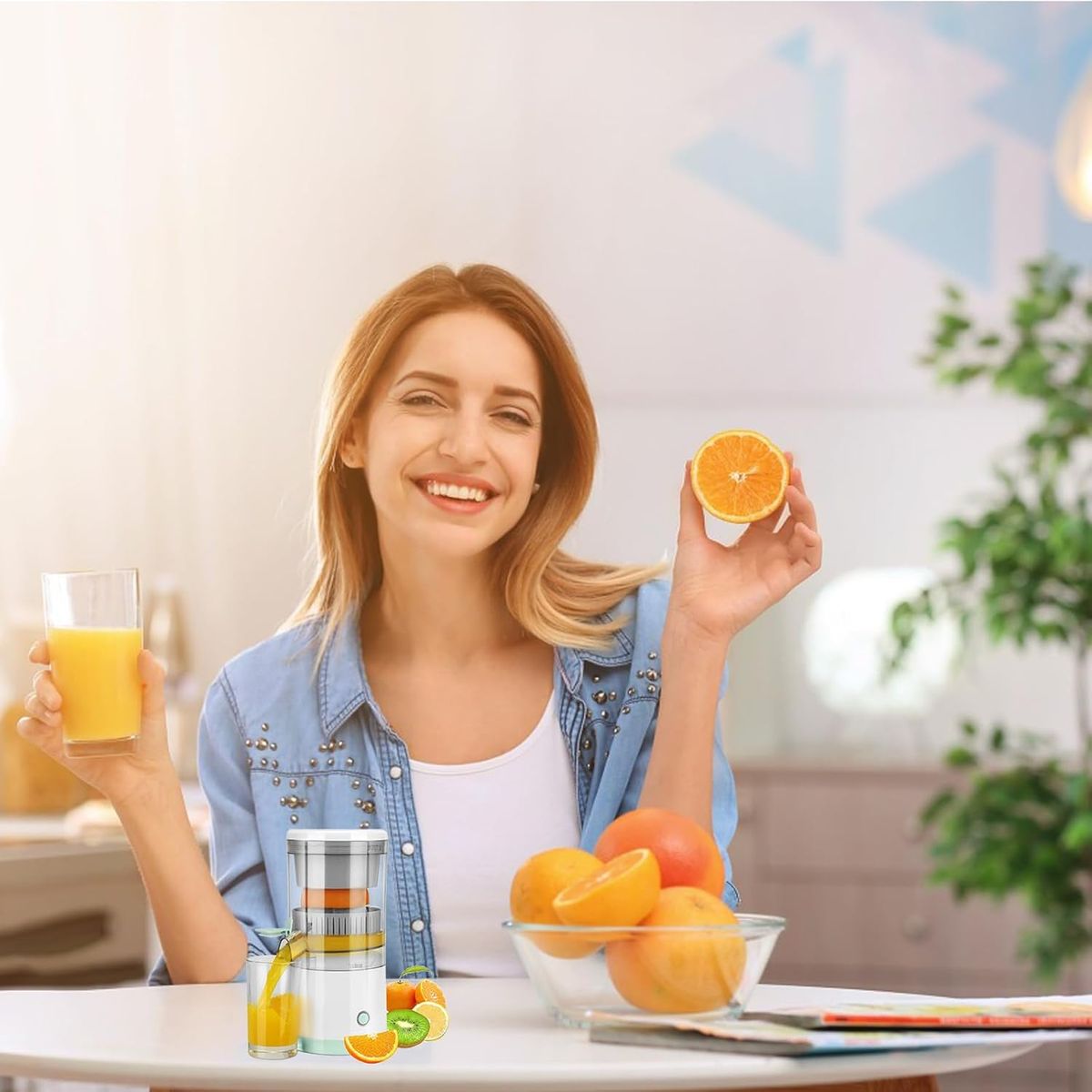 GENERICO - Exprimidor/Extractor  Portátil para Naranjas y más, Recargable por USB