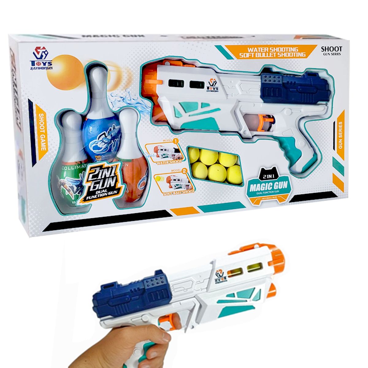 GENERICO - Pistola Magic Gun 2 En 1 Juguete Dispara Pelotas Y Agua