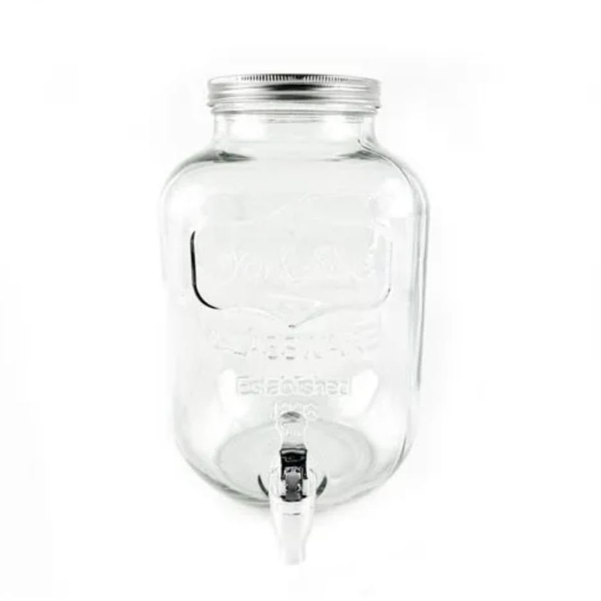 ICHIMATSU - Dispensador De Vidrio  C/ Tapa Plateada 5 Lt con Base.