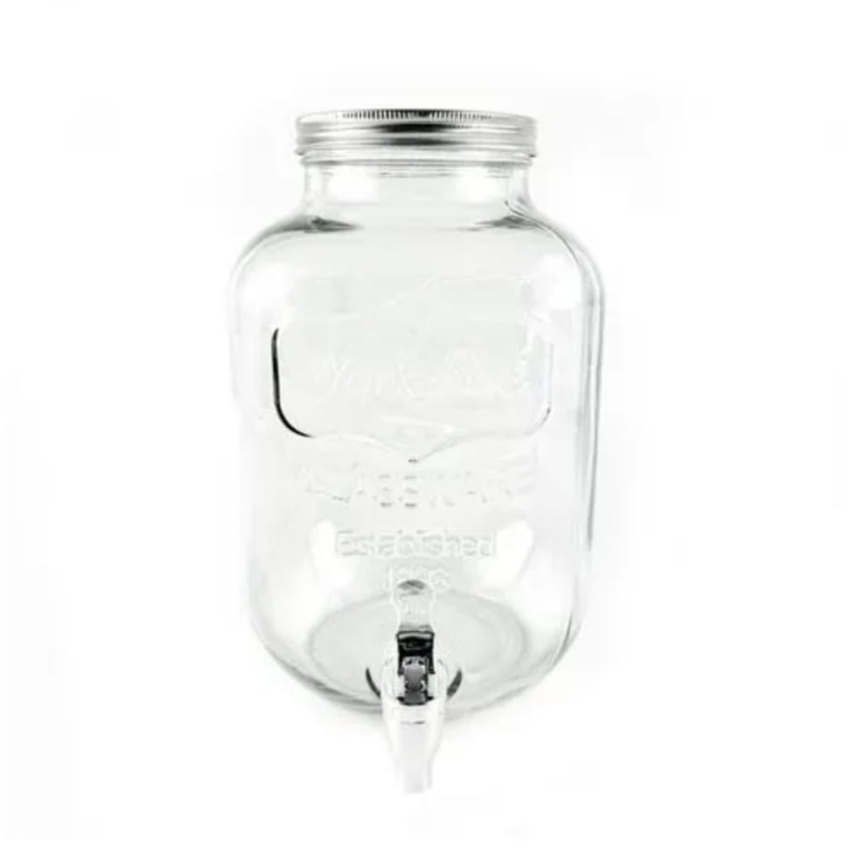 ICHIMATSU - Dispensador De Vidrio  C/ Tapa Plateada 5 Lt con Base.