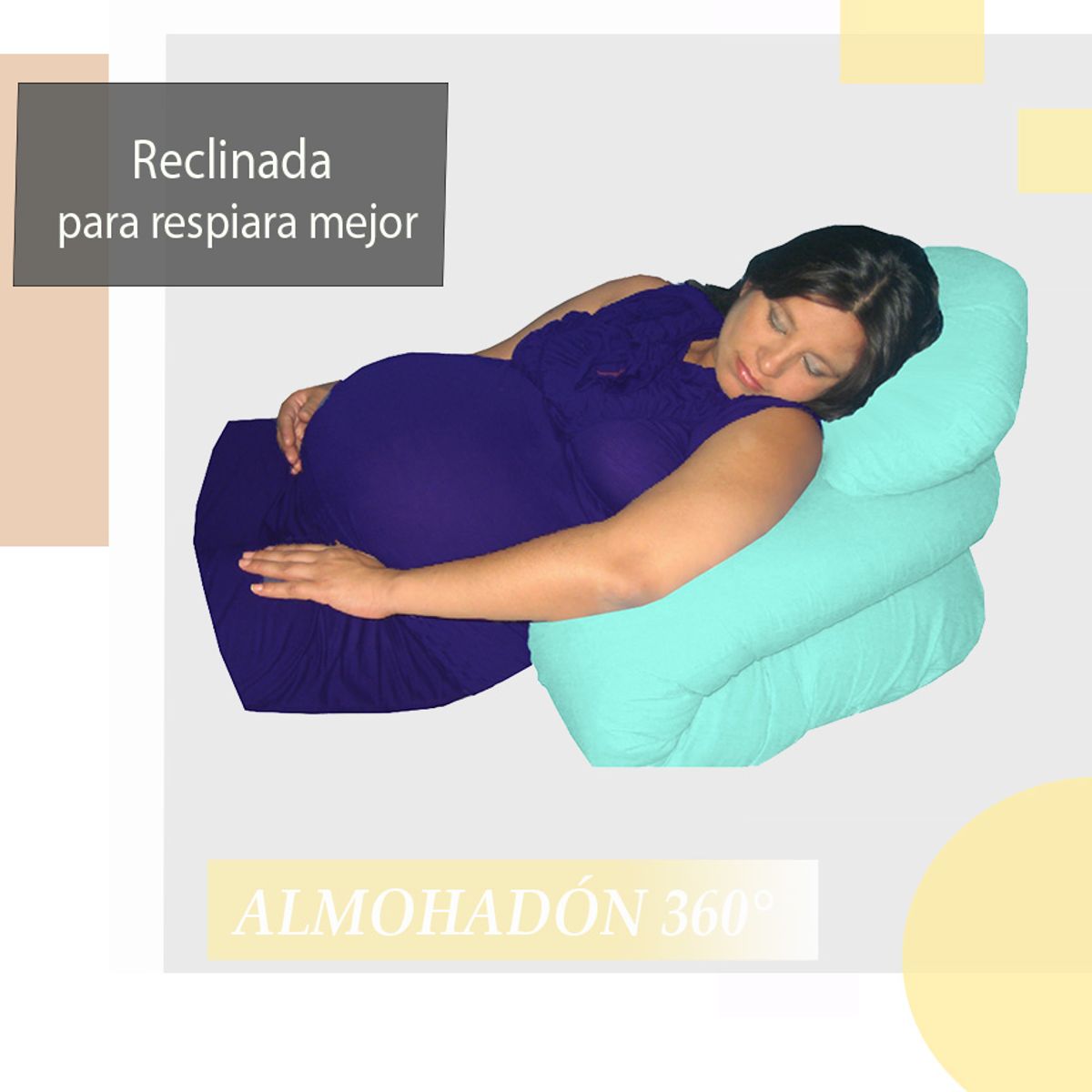 GENERICO - Almohadón Antes y Después Embarazada Lumbar Verde Agua 360°