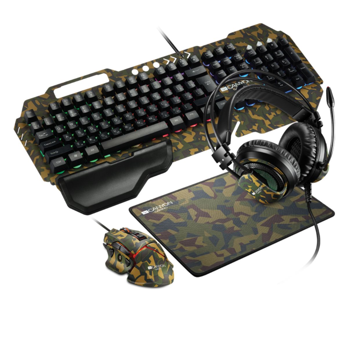 GENERICO - SET GAMER 4 EN 1 CANYON CND-SGS03-US TECLADO + MOUSE + AUDIFONO