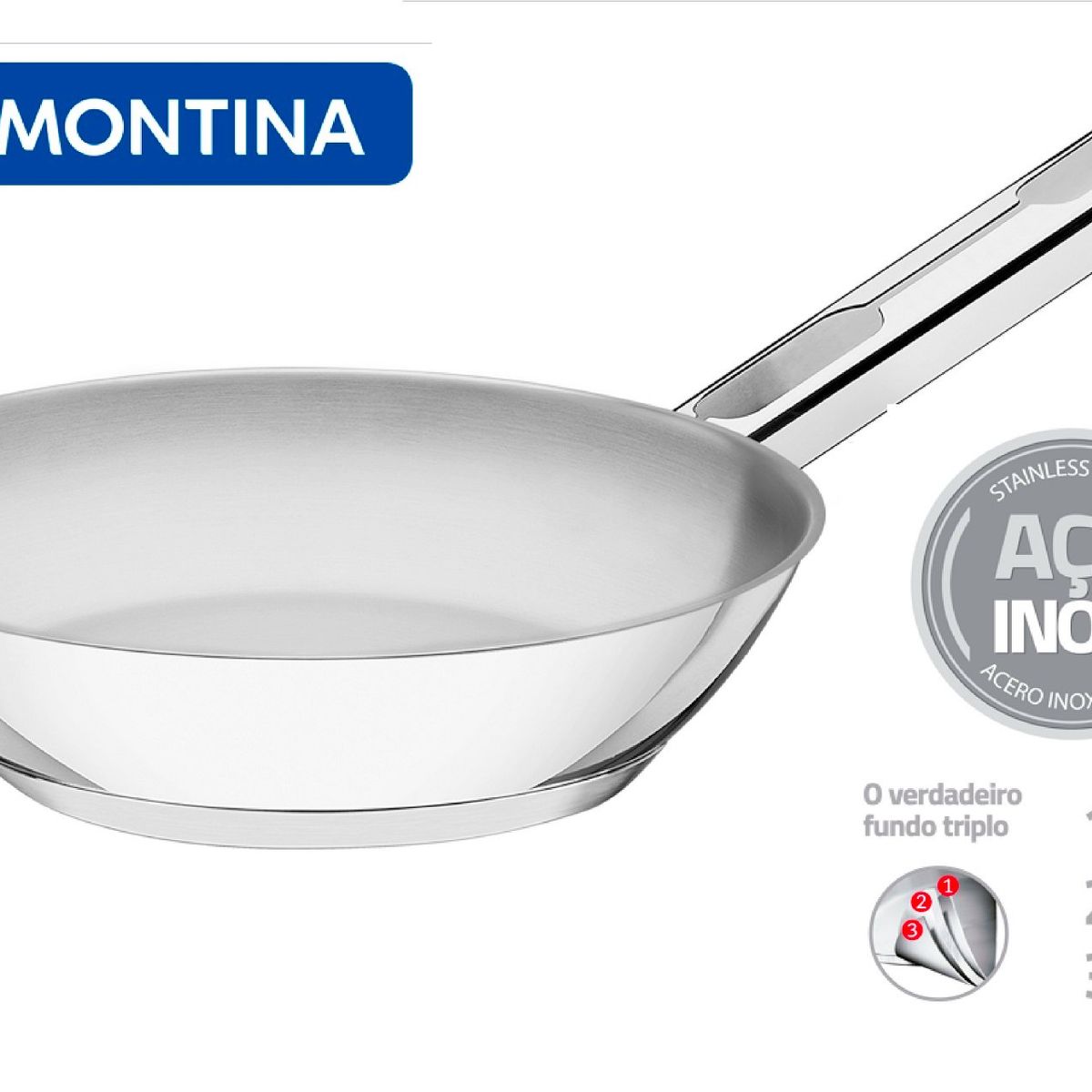 TRAMONTINA - Sartén Acero Inoxidable con fondo triple 20 cm Tramontina